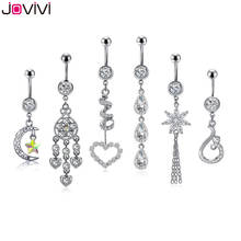 Jovivi Sexy Navel Piercing Stainless Steel Rhinestone Navel Belly Button Rings 14Ga Women Belly Button Piercings Jewelry 6 Pcs 2024 - buy cheap