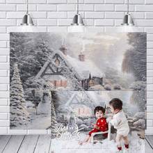 Christmas Backdrop Children's Tree White Snow New Year Family Decoration Snowflake Photo Studio Background Brick Fireplace 2024 - buy cheap