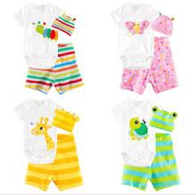 Conjuntos de roupas para bebês recém-nascidos, macacão de algodão com animais de desenho animado e manga curta para meninos e meninas 2024 - compre barato