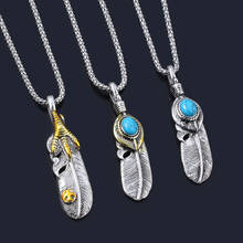 MIDY Gothic Feather Necklace Pendants Retro Sydney Gold Eagle Claw Takahashi Kagura Leaf Tide Choker Thick Chain Fashion Jewelry 2024 - buy cheap