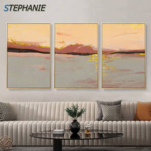 Nordic Landscape Mountain Canvas Paintings Modern Golden Pink Posters and Prints Wall Art Pictures for Living Room Home Decor 2024 - buy cheap