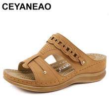 Ceyaneao vintage sapatos femininos sandálias cunha 2021 verão confortável tamanho grande senhoras chinelos sandalias plataforma 2024 - compre barato