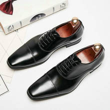 Туфли-оксфорды мужские из натуральной кожи, классические, на шнуровке, броги, официальная обувь, свадебная офисная обувь, цвет черный/коричневый 2024 - купить недорого
