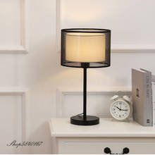 Luminária de cabeceira criativa, abajur de mesa com dupla camada de tecido para sala de estar, lâmpada de decoração para estudo, 90-260v, luz de mesa 2024 - compre barato