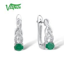 VISTOSO Gold Earrings For Women 14K 585 White Gold Glamorous Elegant Shiny Emerald Sparkling Diamond Luxury Trendy Fine Jewelry 2024 - buy cheap