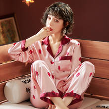 Autumn Silk Pajama Sets For Women Luxury Lounge Wear Long Sleeve Pyjamas Sleepwear Causal 2Pcs Stain Pijama Mujer Sexy Homewear 2024 - buy cheap