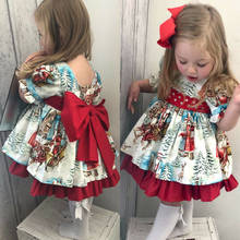 2019 Christmas princess dress cute toddler baby girl dress cartoon printed bow tie belt ruffled tutu sweet baby birthday dress 2024 - buy cheap