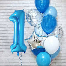 Globo de números azul/rosa de 32 pulgadas, decoración de fiesta de primer cumpleaños para niños, Globos de aluminio con dígitos, 5/6, 12 Uds. 2024 - compra barato