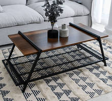 Nordic rectangle coffee table home furniture simple modern small apartment living room sofa side table with iron storage shelf 2024 - buy cheap