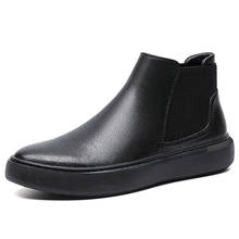 men luxury fashion chelsea boots black platform shoes spring autumn cow leather bottine handsome ankle botas masculinas zapatos 2024 - buy cheap