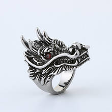 Vintage punk gótico anel de moda masculina dragão homem anel jóias de halloween 2024 - compre barato