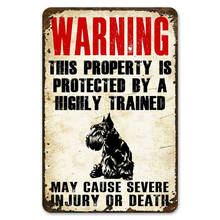 Warning This Property Is Protect By Scottish Terrier Dog Tin Sign Vintage Farm Decor Art Pet Lover Tin Metal Sign 2024 - buy cheap