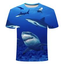 Футболка мужская с круглым вырезом, уличная одежда с принтом акулы, топ с коротким рукавом, пляжный стиль, Повседневная рубашка с 3D принтом, лето 2021 2023 - купить недорого