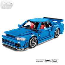 2021 City High-tech Sports Car GTR34 Model Building Blocks Kit Bricks Pull Back Supercar Speed Champions Toys For Children Gifts 2024 - buy cheap