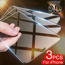 3Pcs 9D Tempered Glass On The For iPhone 7 Plus 8 6 6s 5S SE Screen Protectors For iPhone X XS XR 11 12 Pro Max Protective Glass 2024 - купить недорого