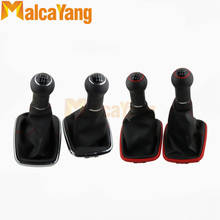 Palanca de cambios de velocidad para coche, pomo de arranque de cuero, línea roja, 12mm, para VW Golf 4 mk4 1998 1999 2000 2001 2002 2003 2004 2005 2006 5/6 2024 - compra barato