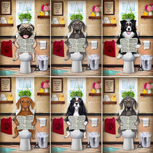 Completo quadrado 5d diy pintura de diamante desenho animado cachorro sharpé sentado no vaso sanitário mosaico de strass bordado ponto de cruz decoração de casa 2024 - compre barato
