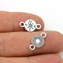 Conectores de brújula chapados en plata antigua para fabricación de joyas, accesorios de joyería para pulsera, 40 piezas, 10x16mm 2024 - compra barato