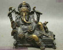 Free shipping AA  002769 Old Chinese Buddhism Bronze 4 Arms Ganapati Ganesh Lord Ganesha Buddha Statue 2024 - buy cheap