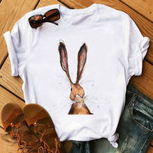 T-shirts Women Cartoon Summer Short Sleeve Rabbit Animal Fashion Clothes Graphic T Tshirt Top Lady Print Female Tee T-Shirt 2024 - buy cheap