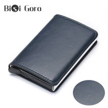 BISI GORO 2020 Credit Card Holder Men and Women RFID Vintage Aluminium Box Crazy Horse PU Leather Bus Card Holder Dropshipping 2024 - buy cheap