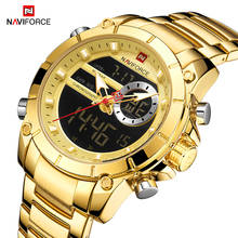 NAVIFORCE Sport Men Watches Fashion Gold Digital Quartz Wrist Watch Full Steel Waterproof Dual Time Date Clock Relogio Masculino 2024 - buy cheap