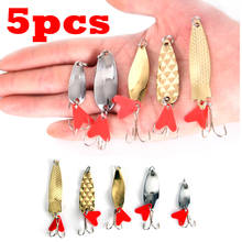 5pcs Metal Spinner Spoon Fishing Lure Wobbler Hard Baits For Trout Pike Pesca Peche Crankbait Treble Hook Artificial Bait Tackle 2024 - buy cheap