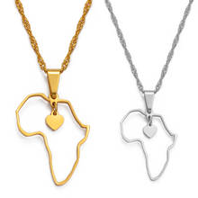 Gold Color Africa Map Pendant Necklaces Women Girls Heart African of Maps Jewelry Charms Gifts 2024 - buy cheap