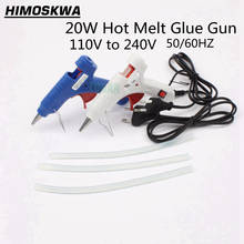 Free shipping 20W EU/US Plug Hot Melt Glue Gun with 3pc 20cm Industrial Thermo Heat Temperature Tool Blue white 2024 - buy cheap