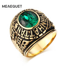 Retro Men's Ring Manhattan College Stainless Steel Gold Color School Veteran Male Jewelry 2024 - buy cheap