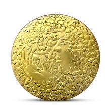 Monedas de cerezo de Japón chapadas en oro, regalos de Año Nuevo, monedas conmemorativas, recuerdos, coleccionables 2024 - compra barato