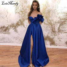 Sweetheart royal azul vestidos de baile longo com bolsos formal a linha áfrica vestido de noite para mulher alta divisão vestidos de gala 2024 - compre barato