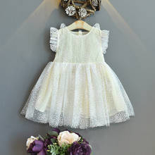 Little Girls Princess Dresses Mesh Dress Casual Ruffle Sleeve Floral Print A-Line Dress with Fairy Wings 2024 - buy cheap