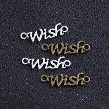 20PCS 8*28mm Tibetan Two Color Letter "Wish" Connectors Charms Pendants for Jewelry Making DIY Handmade Craft 2024 - buy cheap