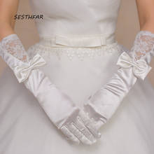 Bride Wedding Gloves Long Satin Elegant For Women Finger Bridal Wedding Dress Accessories ST07 2024 - buy cheap