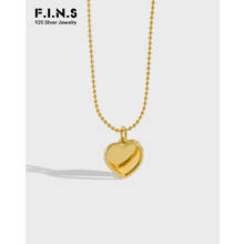 F.I.N.S Korean Fashion S925 Sterling Silver Necklace INS Double Love Heart Clavicle Chain Necklace Pendants Two-tone Bead Chain 2024 - buy cheap