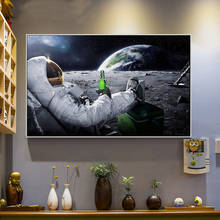 Beers Outer Space Earth Astronauts Relaxing Moon Canvas Painting Posters and Prints Wall Art Picture for Living Room Home Decor 2024 - buy cheap