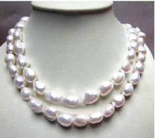 FREE SHIPPING Long 32" BIG 10-13mm white baroque freshwater pearl necklace 2024 - buy cheap