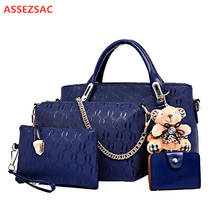 Assezsac bolsas femininas de luxo, 4 unidades, bolsas de mão, designer para mulheres, 2020, bolsa de mão, pu, saco composto 2024 - compre barato