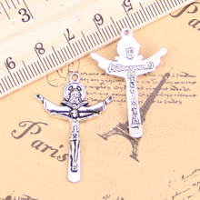 Colgantes antiguos de 34x24mm con cruz de Jesús, 10 piezas, joyería de plata tibetana Vintage, bricolaje para pulsera y collar 2024 - compra barato