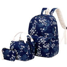 Conjunto de 3 unids/set de mochilas de viaje de estilo chino para mujer, mochilas escolares florales para niñas, bolso para lápiz, mochila escolar de flores para niños 2024 - compra barato