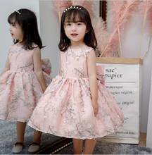 Vestido sin mangas para niña bebé, vestido de bautizo de flores rosas para niña, vestido de fiesta de princesa de cumpleaños para bautismo de bebé 2024 - compra barato