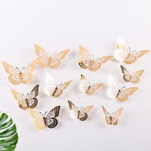 12pcs/set Rose Gold Silver Simulation 3D Butterfly Wall Sticker Kids Room Home Decor Birthday Party Wedding Decoration Supplies 2024 - buy cheap