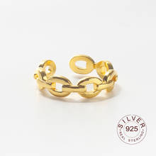 Anéis de prata esterlina 925, corrente hollowout, cor de ouro, abertura, anel artesanal, joias finas de moda 2024 - compre barato