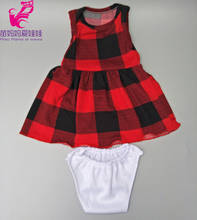 Se encaixa para 43cm reborn bebê boneca vestido vermelho preto treliça boneca vestir roupa interior para 17 polegada 18 polegada bebê boneca acessórios brinquedos vestir 2024 - compre barato