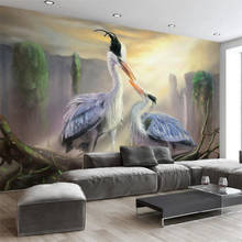 Art Abstract Great Mother CraneCustomize  Feeding Mural Wall Custom Large Mural Green Wallpaper papel de parede para quarto 2024 - buy cheap