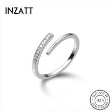 INZATT Real 925 Sterling Silver Zircon Round Adjustable Ring For Women Party Fine Jewelry Minimalist Cute Accessories 2024 - buy cheap