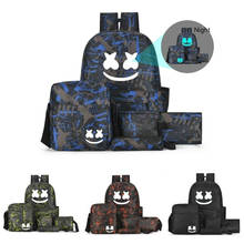 5 PCS DJ Marshmallow Multifunction Backpack Set Boys Teenagers Student School Bags Girls Luminous Backpack Travel Shoulder Bag 2024 - buy cheap