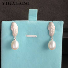 YIKALAISI-pendientes de plata de ley 925 para mujer, joyería con forma de gota de 8-9mm, pendientes de perlas naturales de agua dulce, novedad de 2021, venta al por mayor 2024 - compra barato