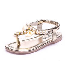 YWPENGCAI 2021 Summer Baby Toddler Girl Sandals Flip Flops Beach Sandals Bohemian Style Gold Rhinestone Beading Girls Sandals 2024 - buy cheap